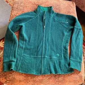 Mountain Hardwear Wool poly stretch full zip jacket sweater dark pine green S M